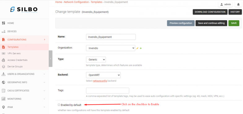 Figure-3.1.2b: Enable Template